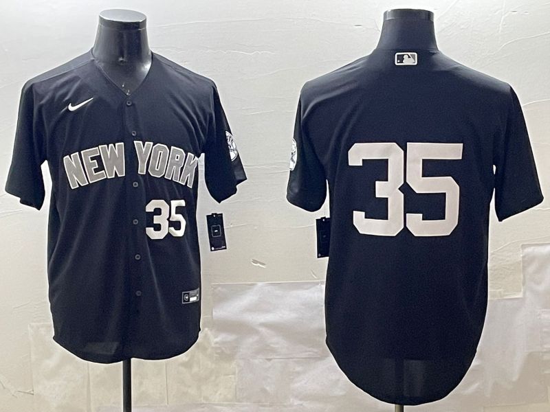 Men New York Yankees 35 No Name Black Game 2025 Nike MLB Jersey style 2